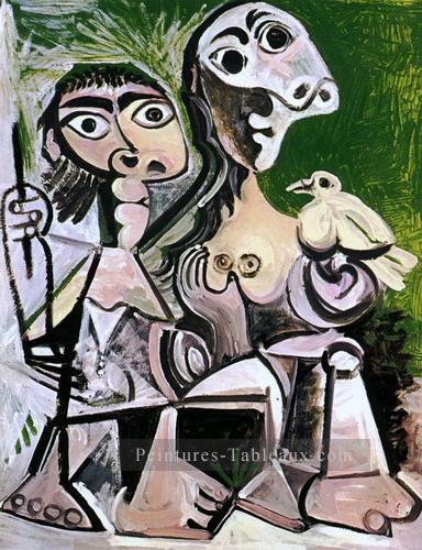 Couple à l’oiseau 2 1970 Cubisme Peintures à l'huile